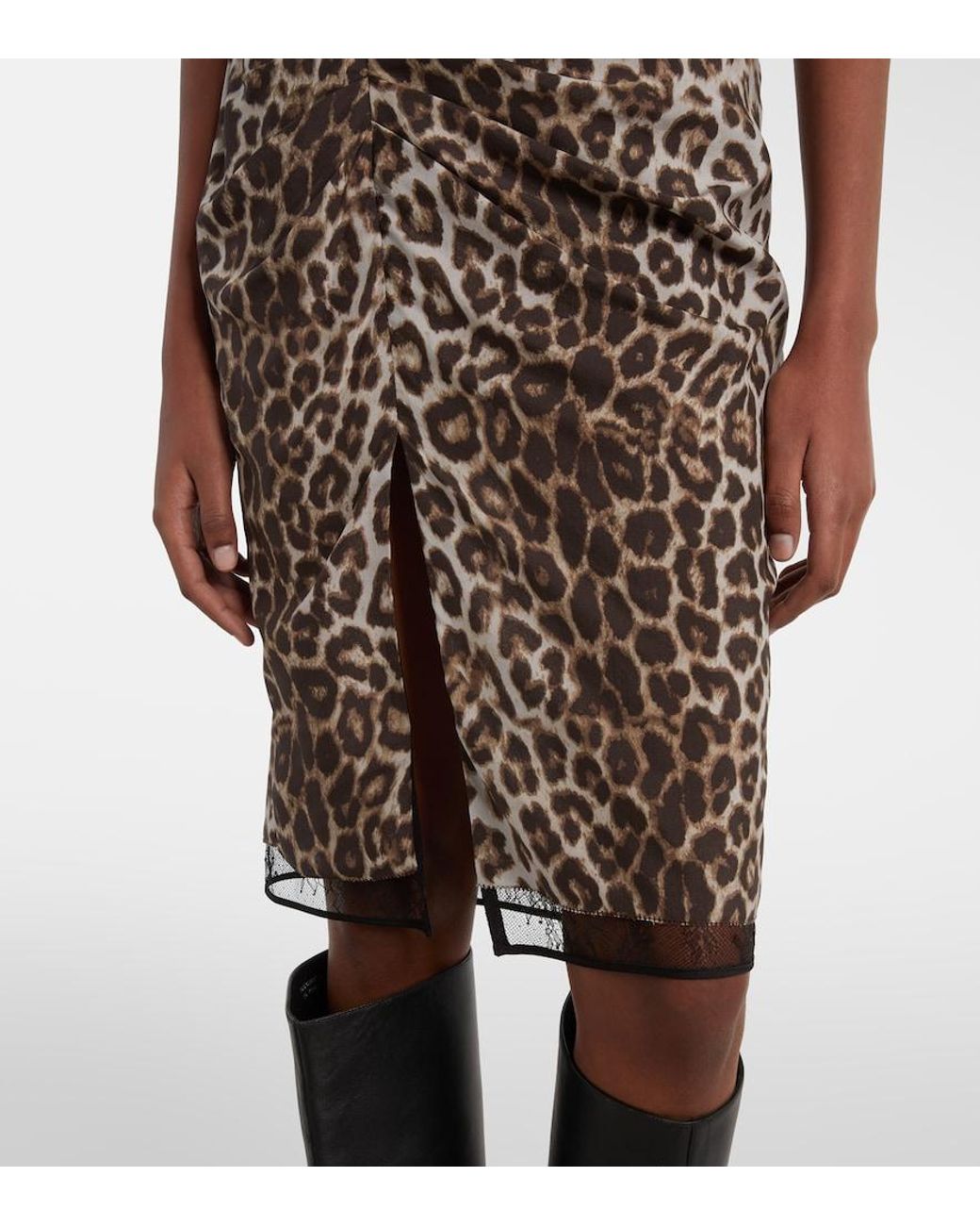 JACQUES WEI Multicolor Leopard-Print Silk Lace Miniskirt