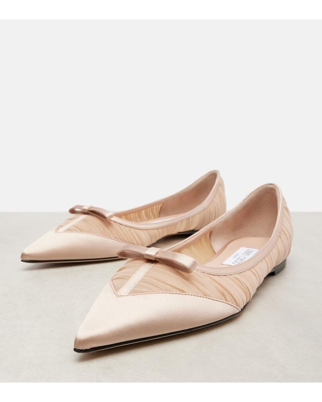 Jimmy Choo Pink Love Mesh And Satin Ballet Flats