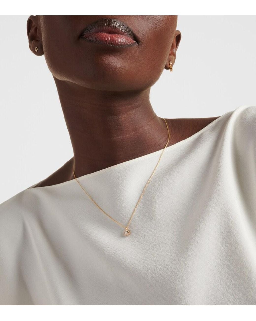 Sophie Bille Brahe White Soleil Simple 18Kt Necklace With Diamonds