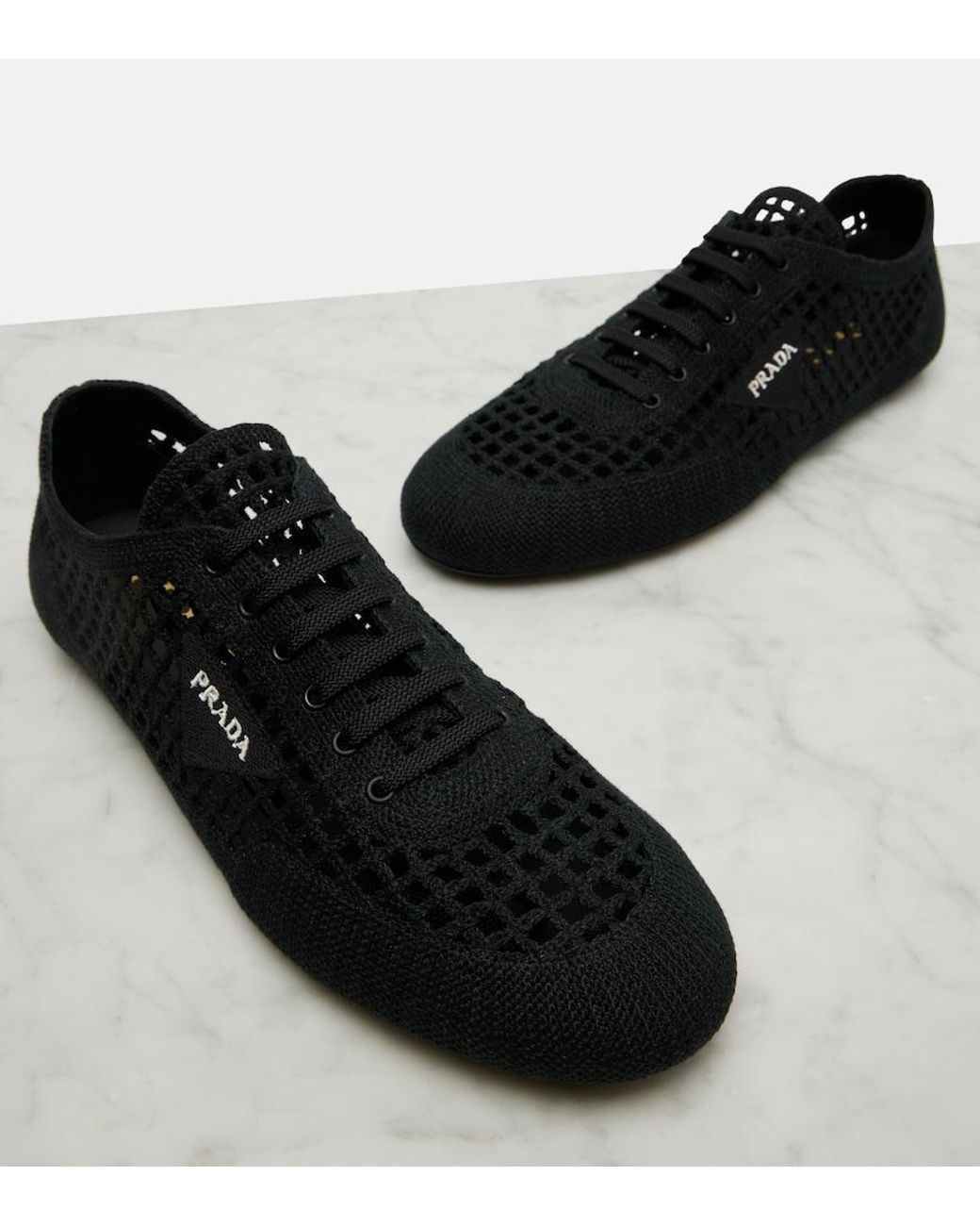 Prada Black Collapse Crochet Sneakers