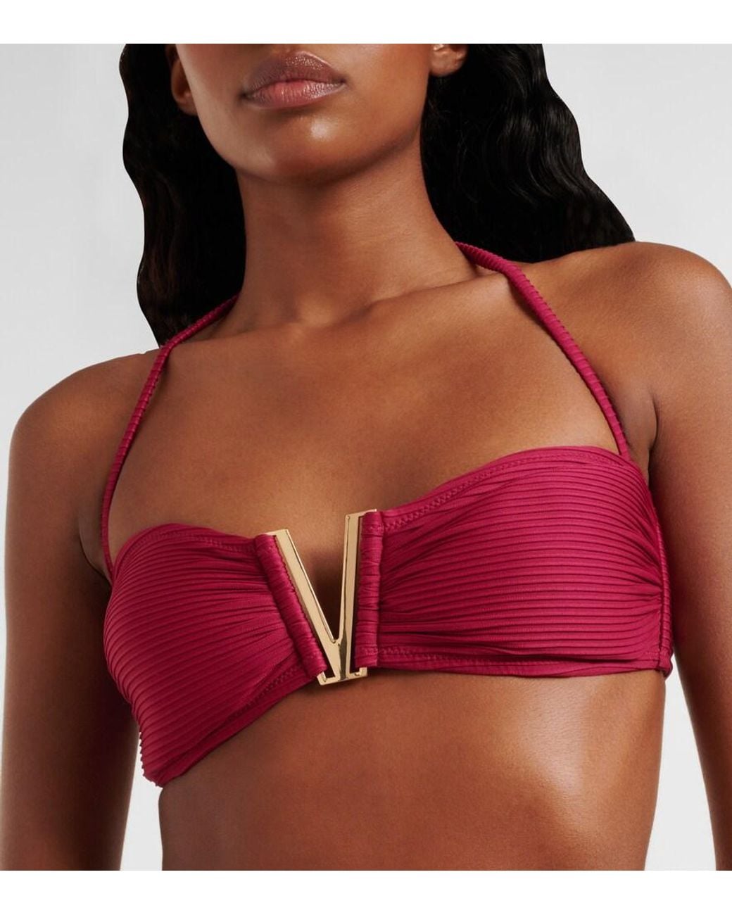 Heidi Klein Red Cassis Halterneck Bikini Top
