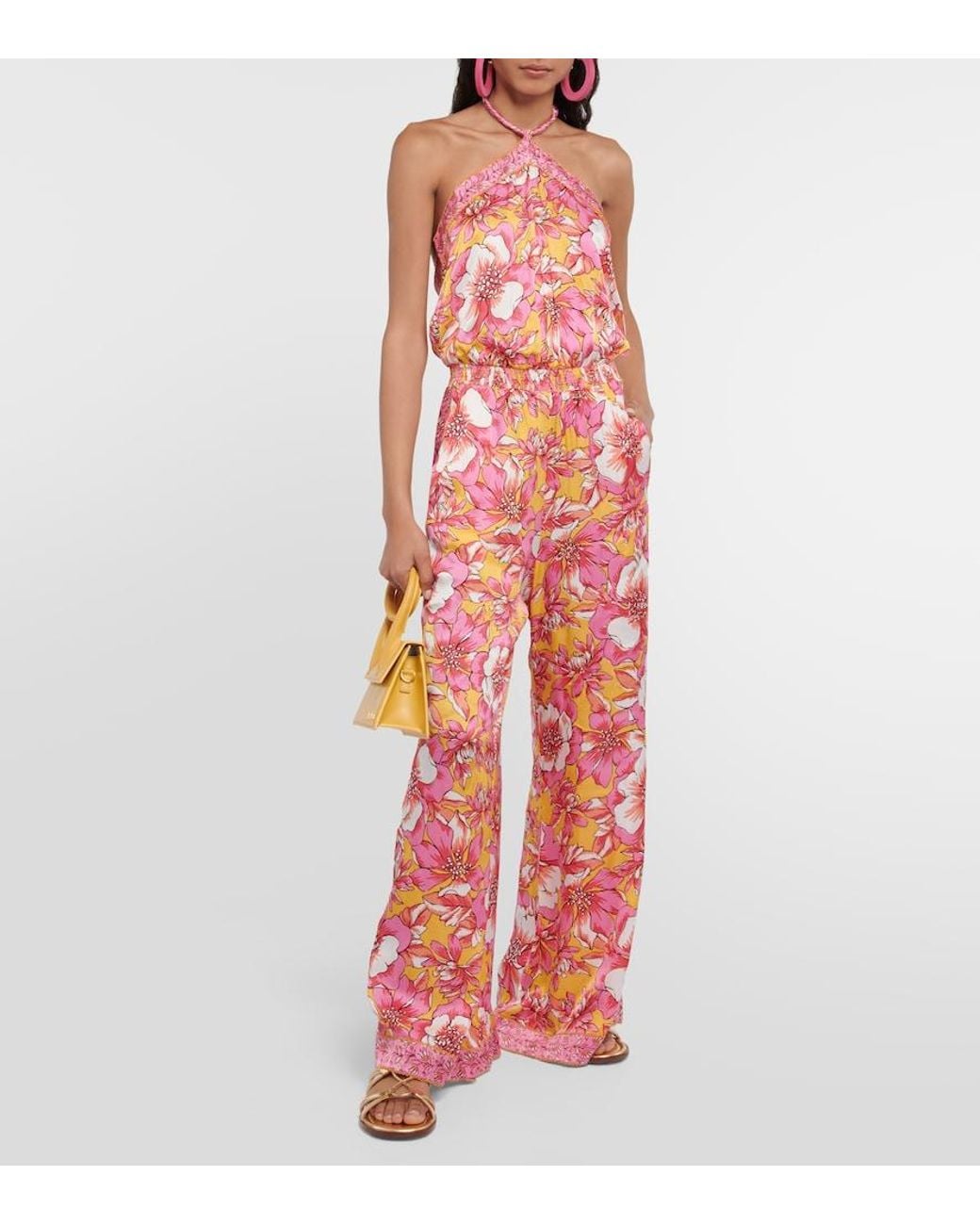 Poupette Red Isabelle Printed Halterneck Jumpsuit