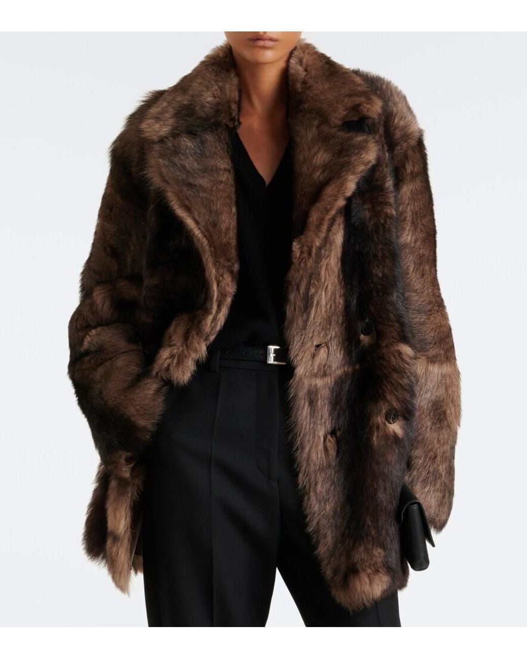 Arma Brown Altina Reversible Shearling Peacoat