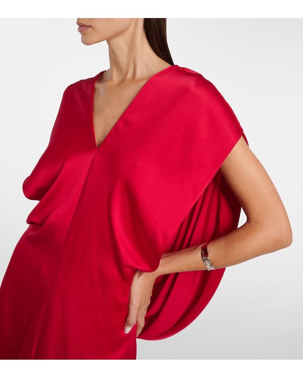 Stella McCartney Red Satin V-Neck Gown