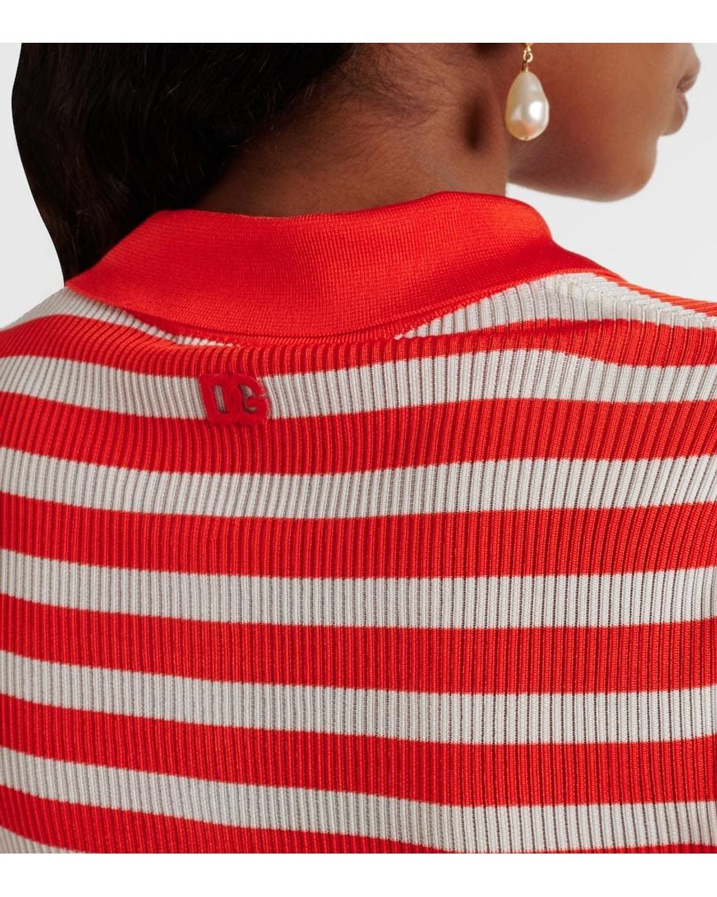 Dolce & Gabbana Orange Striped Polo Shirt