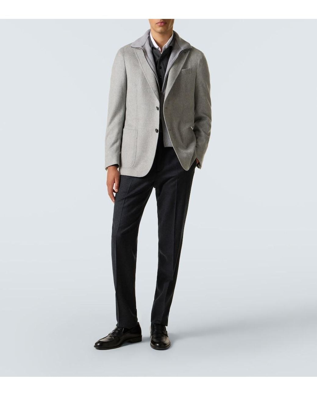 Zegna Gray Layered Cashmere Blazer for men