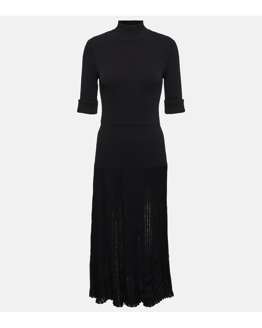 Dorothee Schumacher Black Plisse Knit Midi Dress