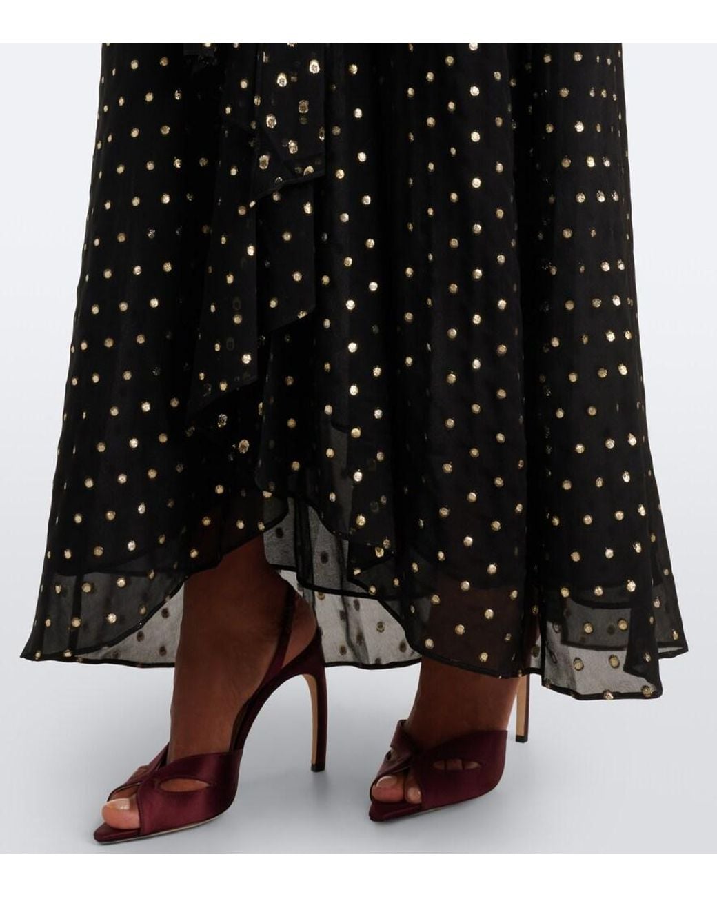 Rixo Black Alaina Polka-Dot Halterneck Midi Dress