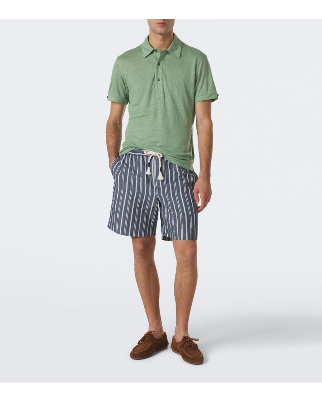 Orlebar Brown Green Sebastian Linen Jersey Polo Shirt for men