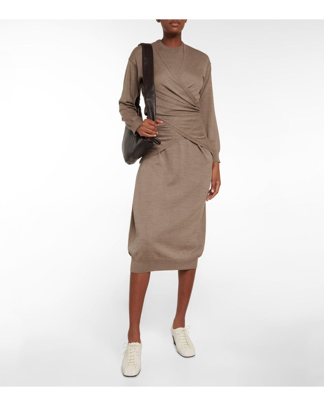 Lemaire Wool-blend Minidress in Beige Womens Dresses Lemaire Dresses Grey 