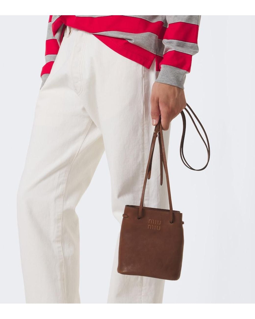 Miu Miu Brown Mini Leather Bucket Bag for men