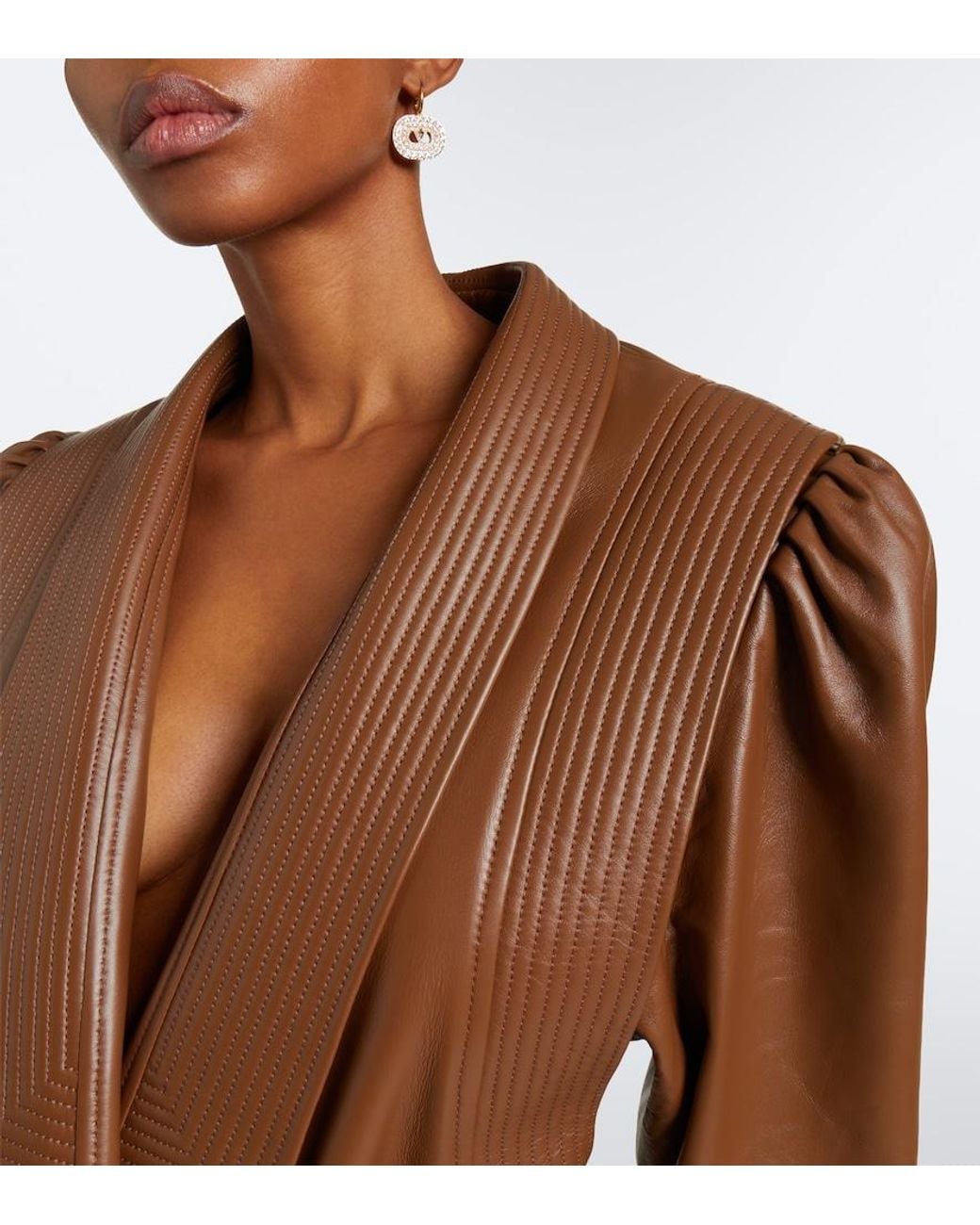 Valentino Garavani Brown Belted Leather Jacket