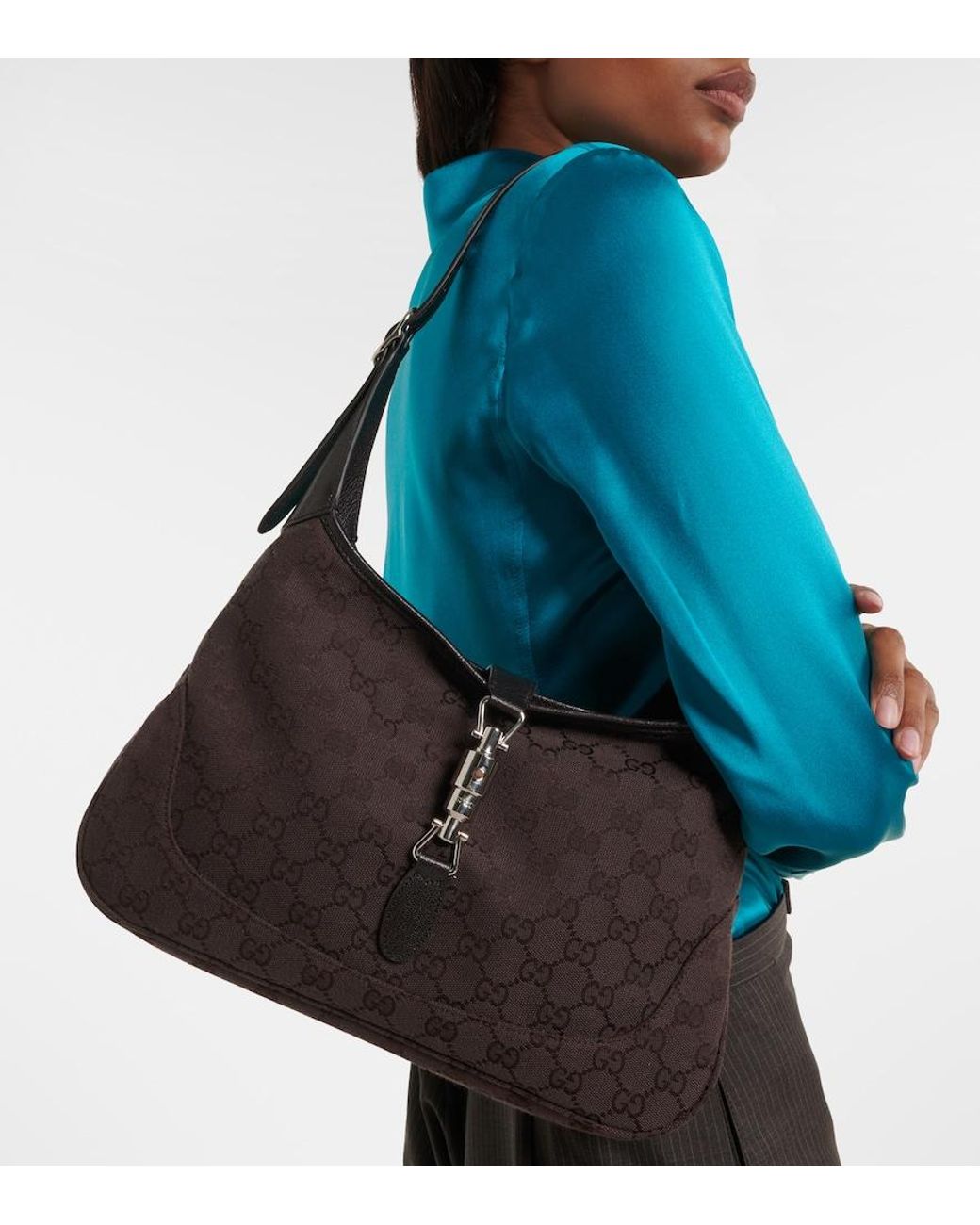 Gucci Black Jackie 1961 Medium Canvas Shoulder Bag