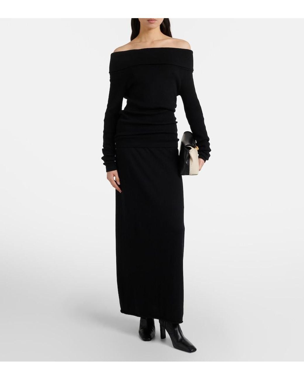 Lisa Yang Black Off-Shoulder Cotton And Cashmere Top