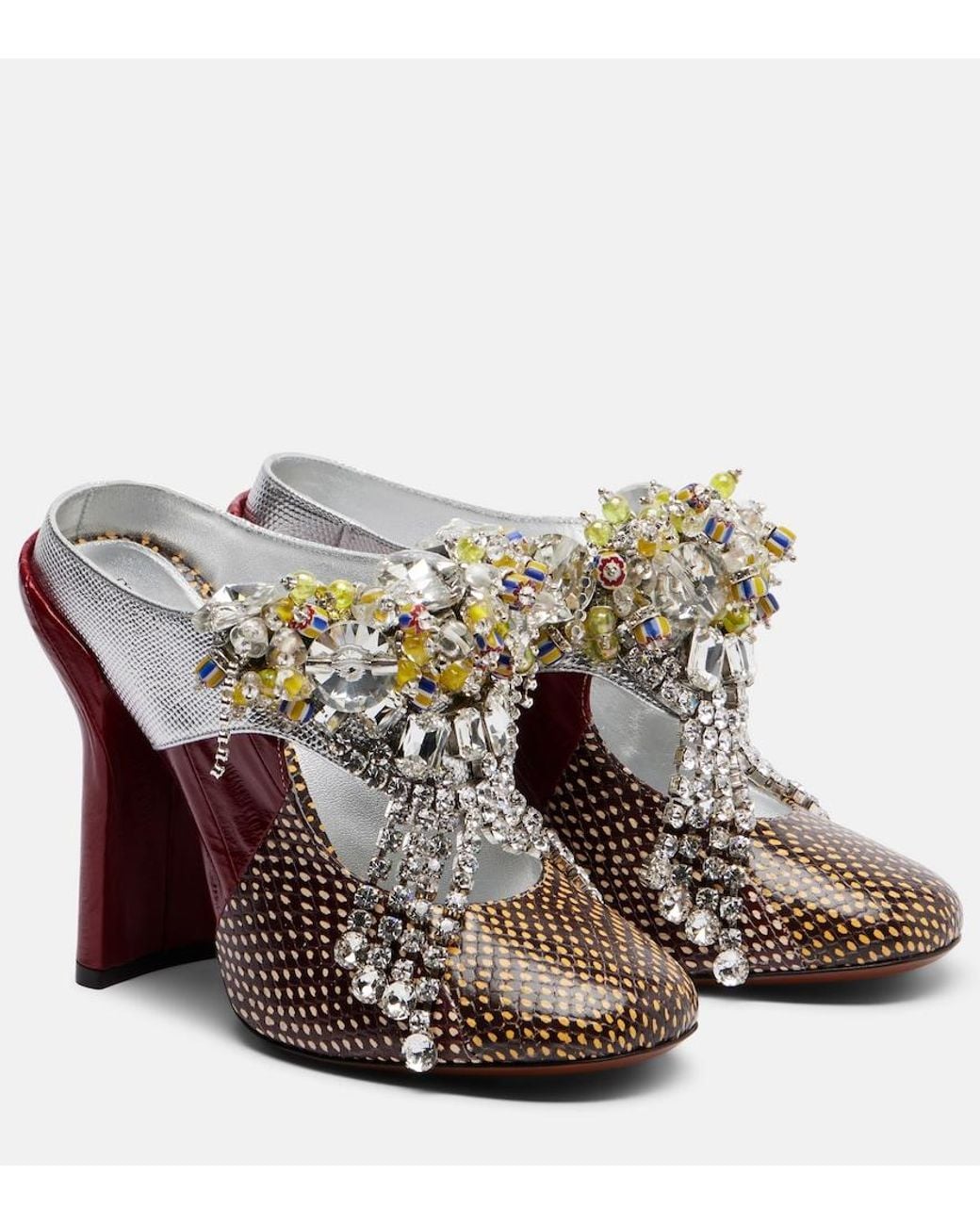 Mules Patchwork di Dries Van Noten in Red