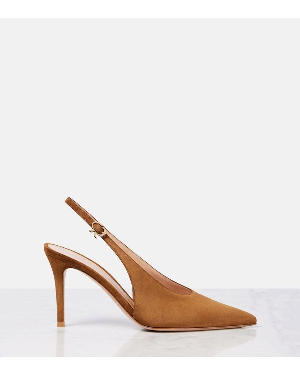 Gianvito Rossi Brown Robbie Suede Slingback Pumps