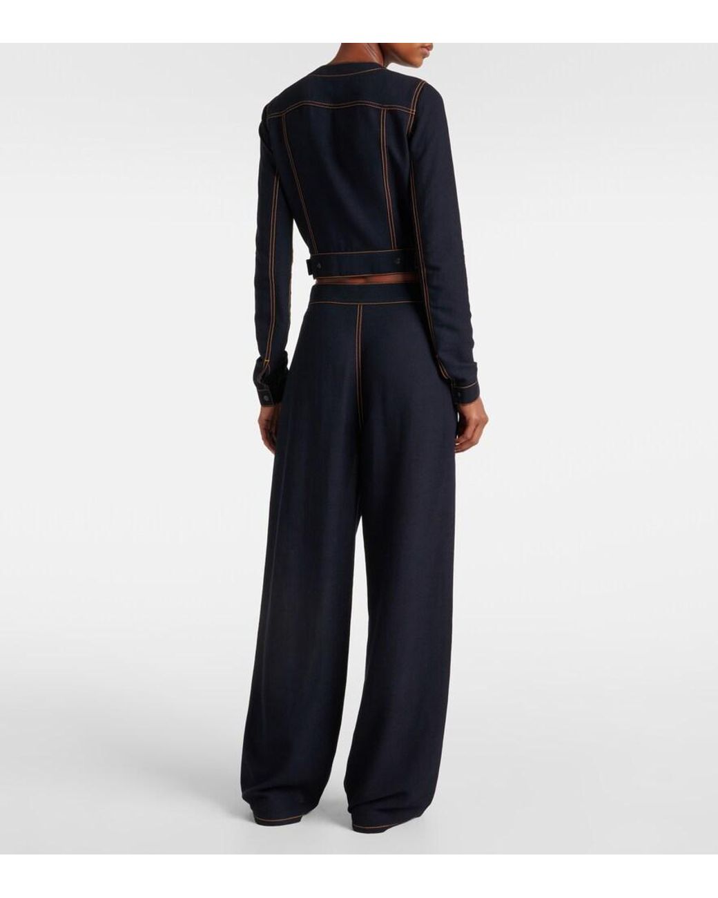 Alaïa Black Fluid Cropped Wool-Blend Jacket