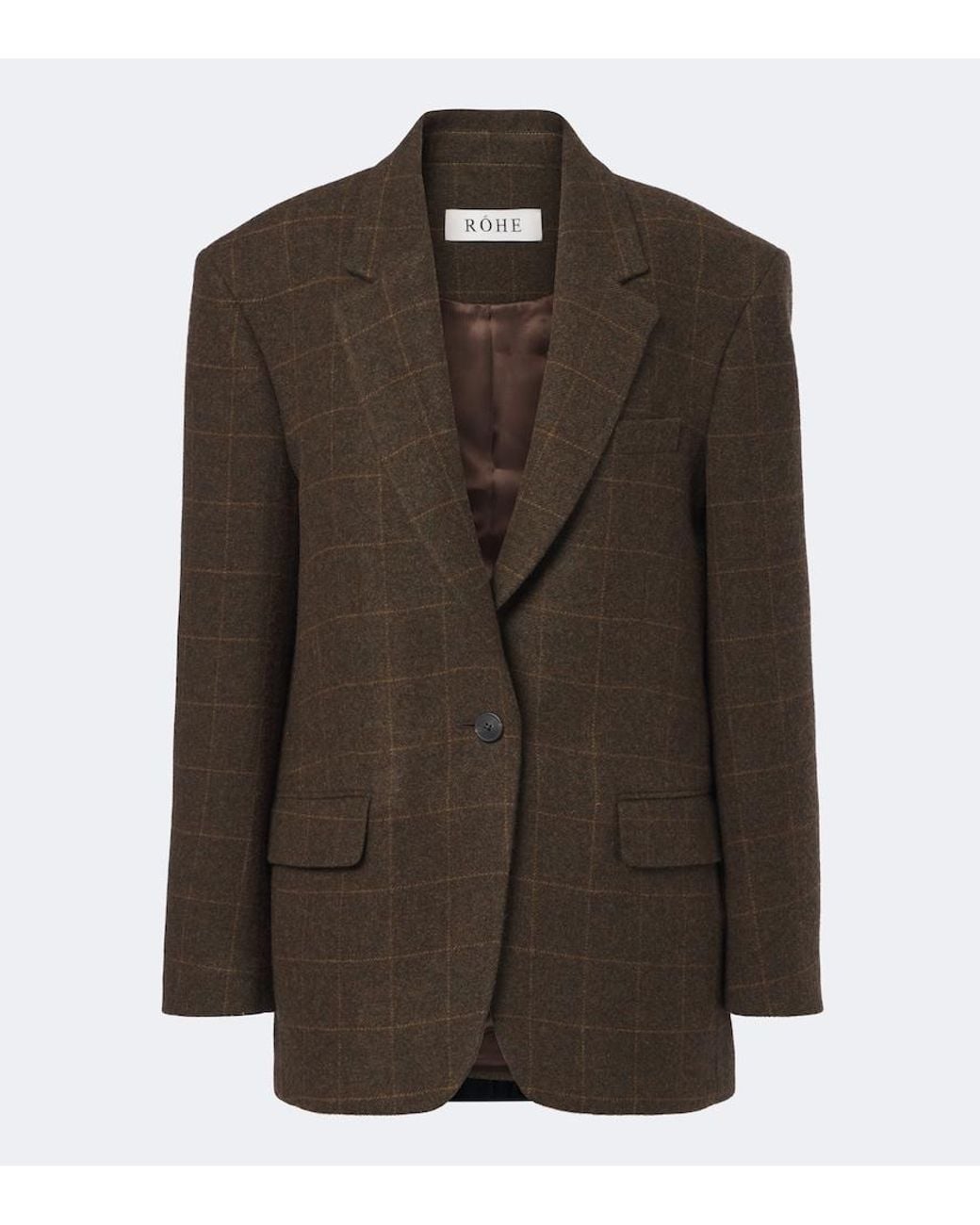 Rohe Brown Checked Oversized Wool Blazer
