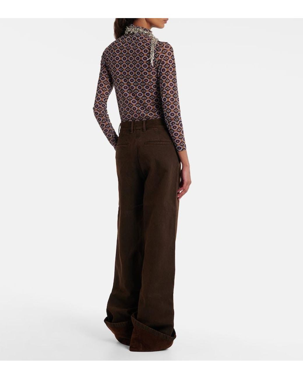 Dries Van Noten Brown High-Rise Straight Jeans