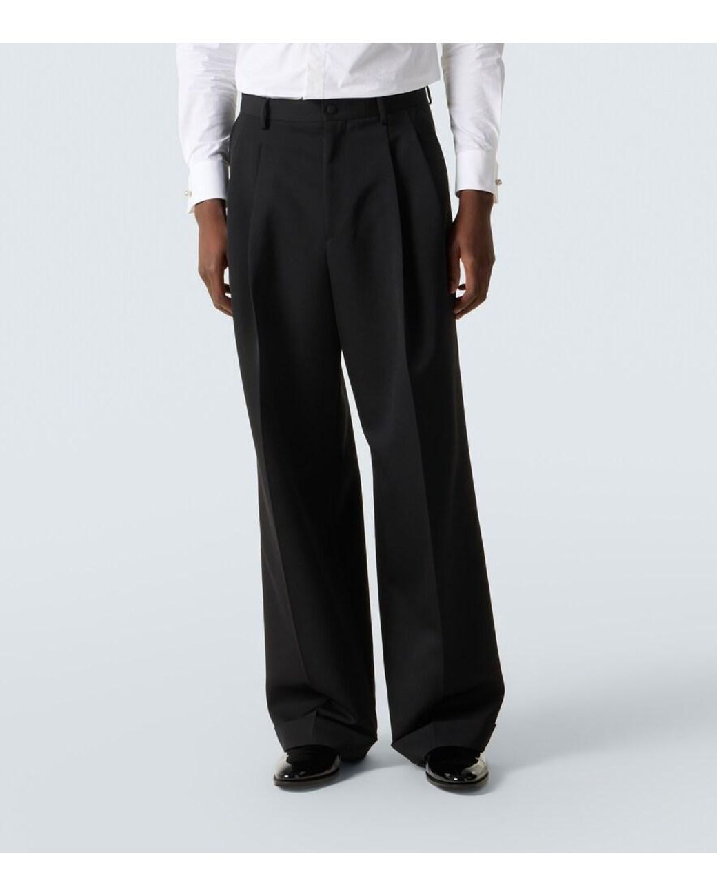 Dolce & Gabbana Black Wool And Silk-Blend Gabardine Suit Pants for men