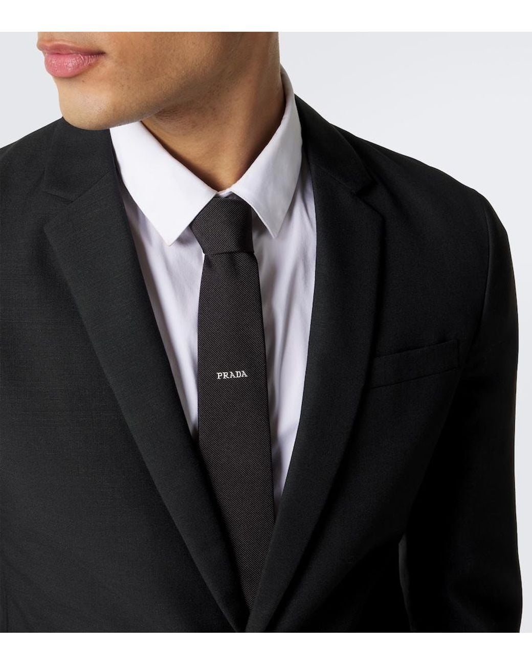 Prada White Logo Silk Tie for men