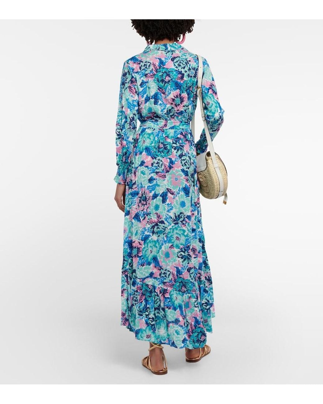Poupette Blue Kimi Printed Maxi Dress