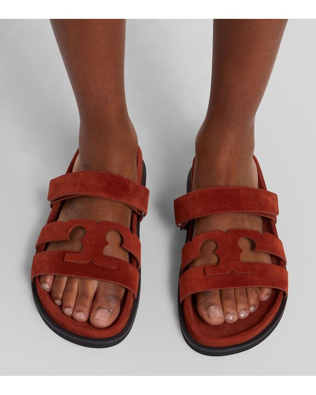 Tory Burch Red Ines Suede Slides