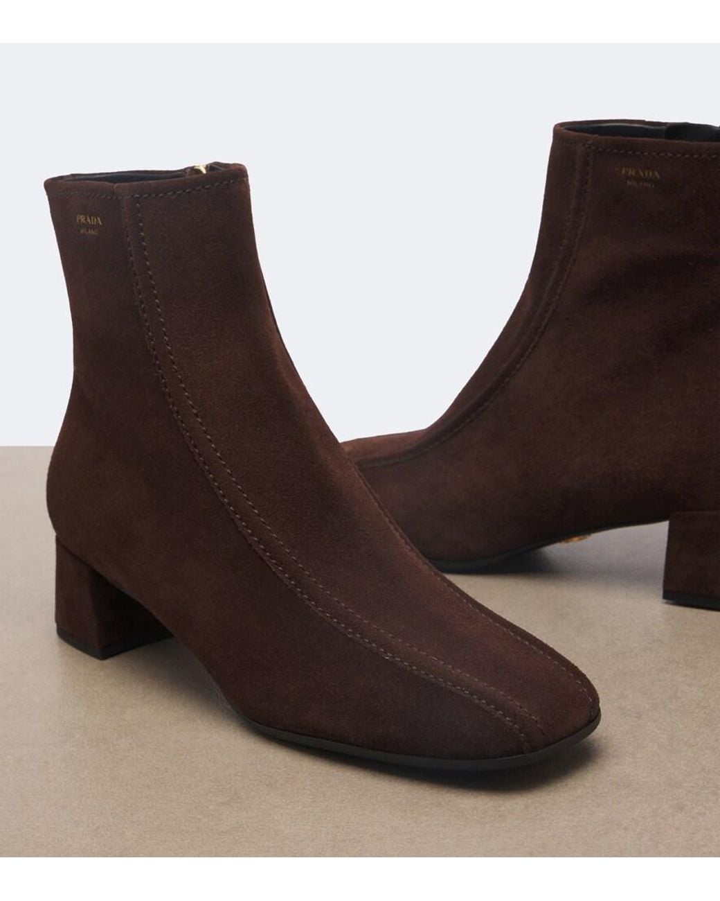 Prada Brown Suede Ankle Boots