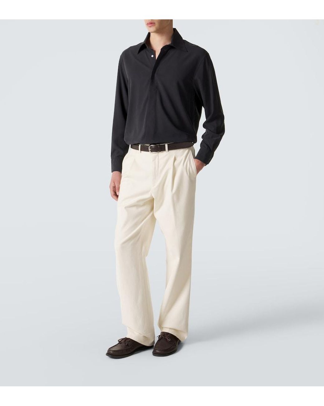 Saman Amel Blue Silk Shirt for men