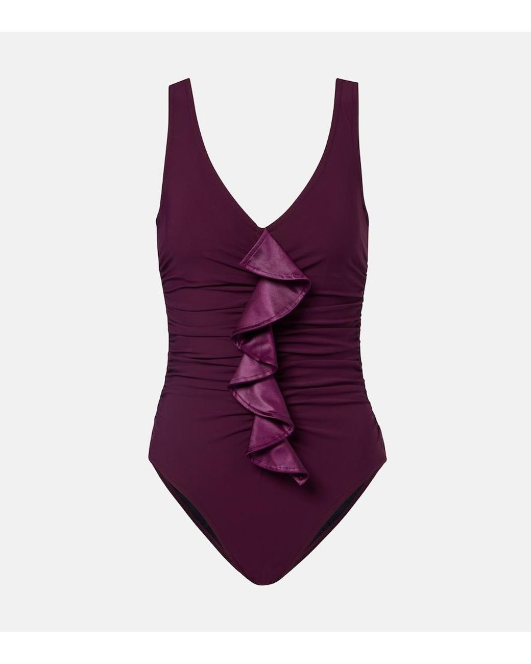 Karla Colletto Purple Emery Ruffled Swimsuit
