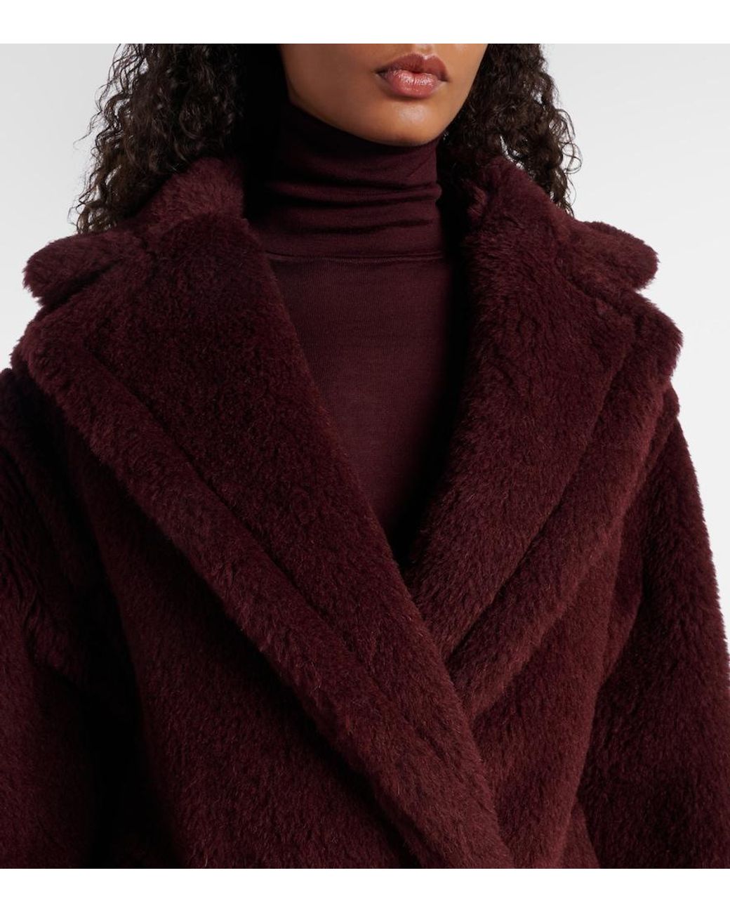 Max Mara Red Olga Apaca, Wool And Silk Peacoat