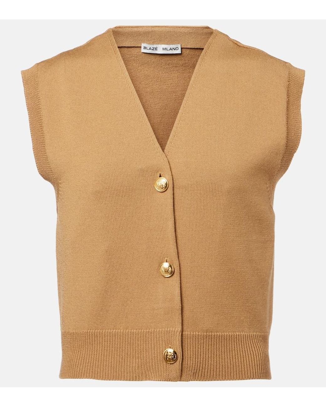 Blazé Milano Natural Sebright Wool-Blend Sweater Vest