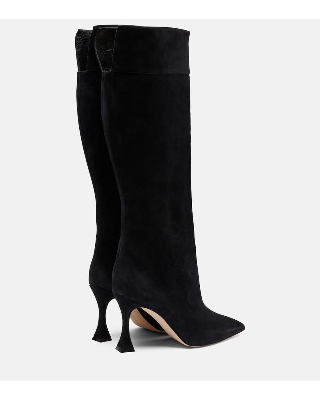 Manolo Blahnik Black Miralone 90 Suede Knee-High Boots