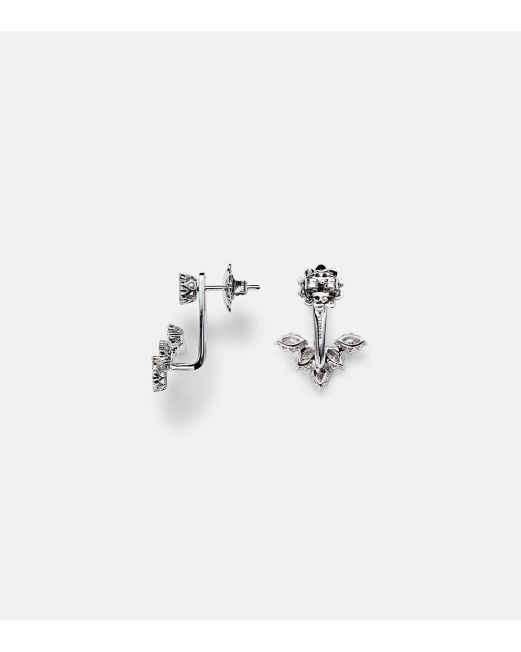 YEPREM White Moonflower 18Kt Earrings With Diamonds