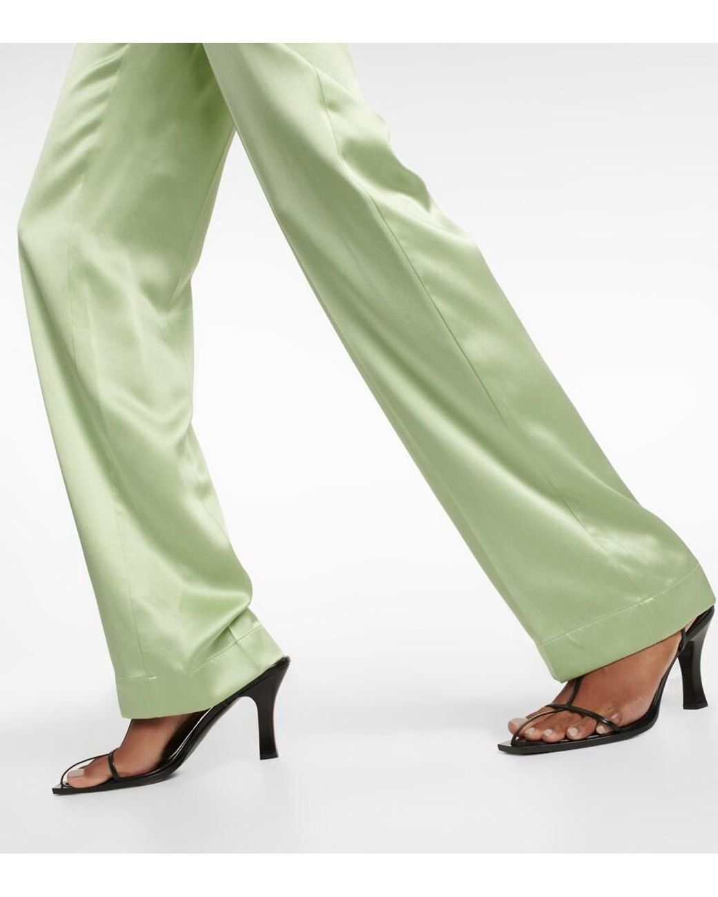 Pantalon Droit Tova En Satin De Soie Joseph en coloris Green
