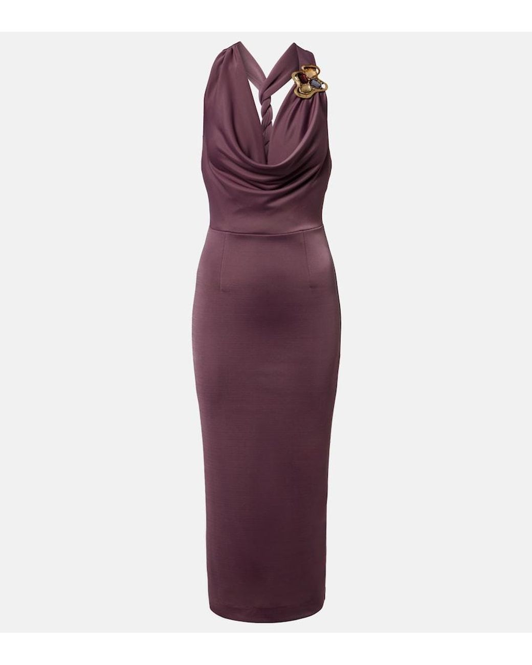 Rebecca Vallance Purple Nala Embellished Midi Dress