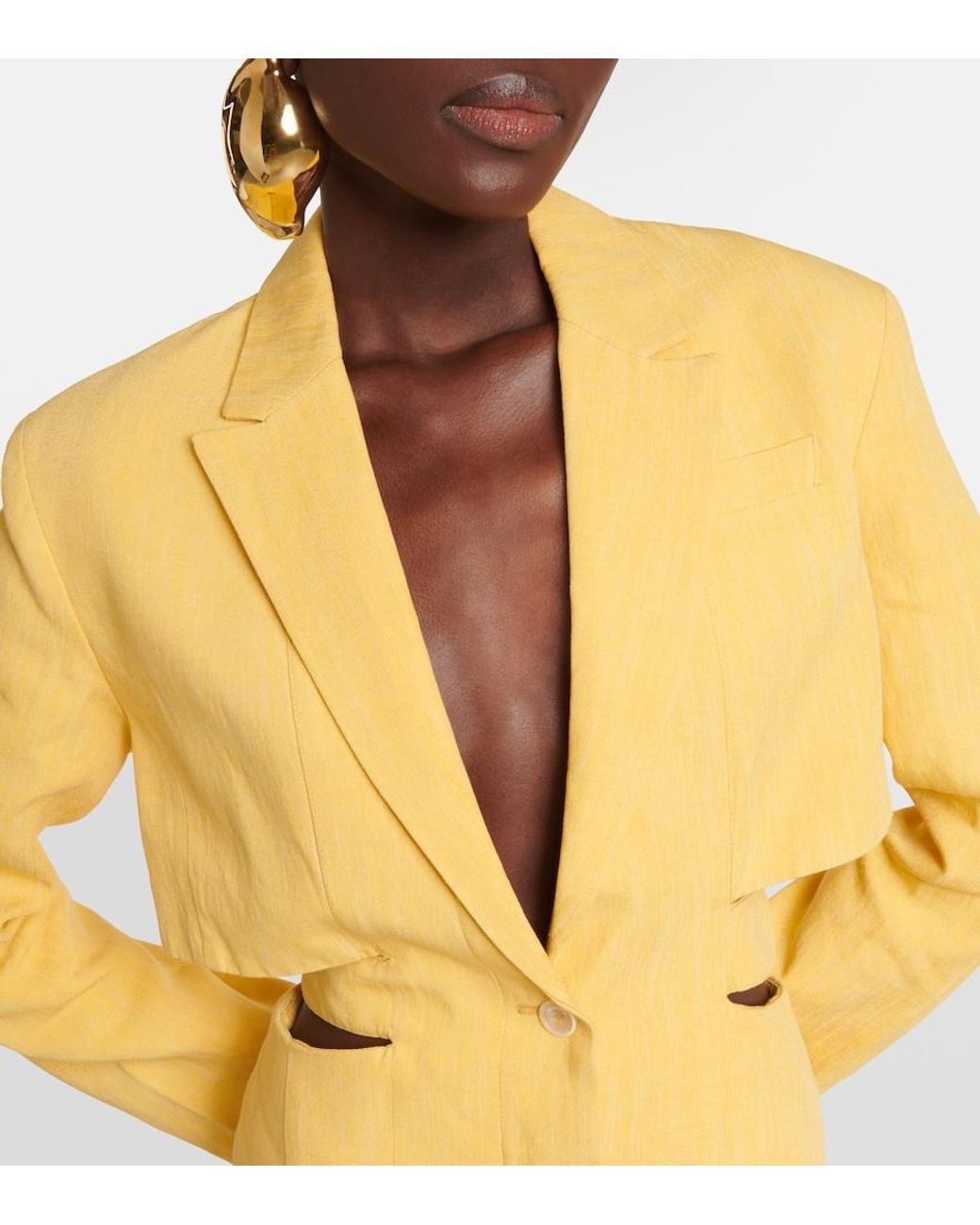 Jacquemus Yellow La Robe Bari Mini Blazer Dress, Brand Size 38 (Us
