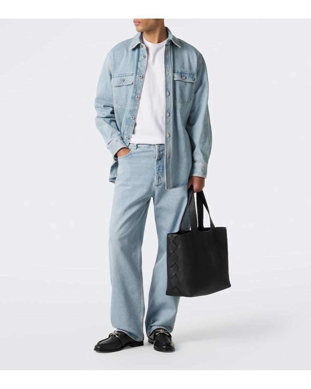 Bottega Veneta Black Intreccio Leather Tote Bag for men