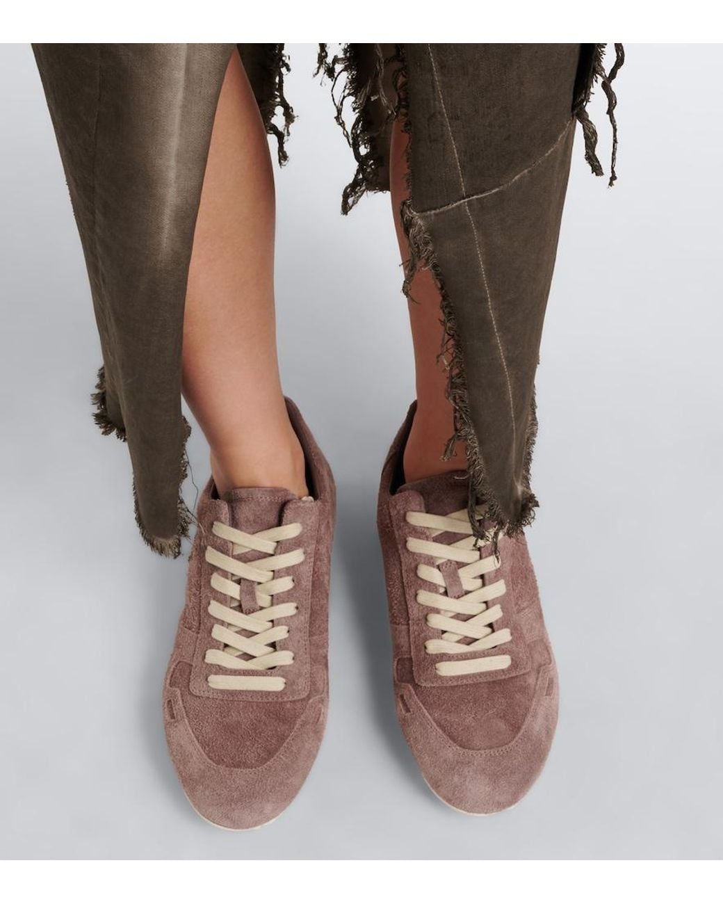 Rick Owens Pink Minimal Suede Sneakers