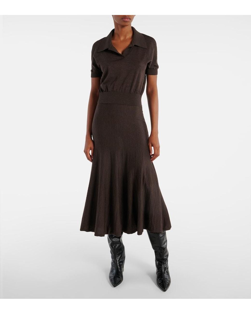 Khaite Black Morgane Wool-Blend Polo Shirt