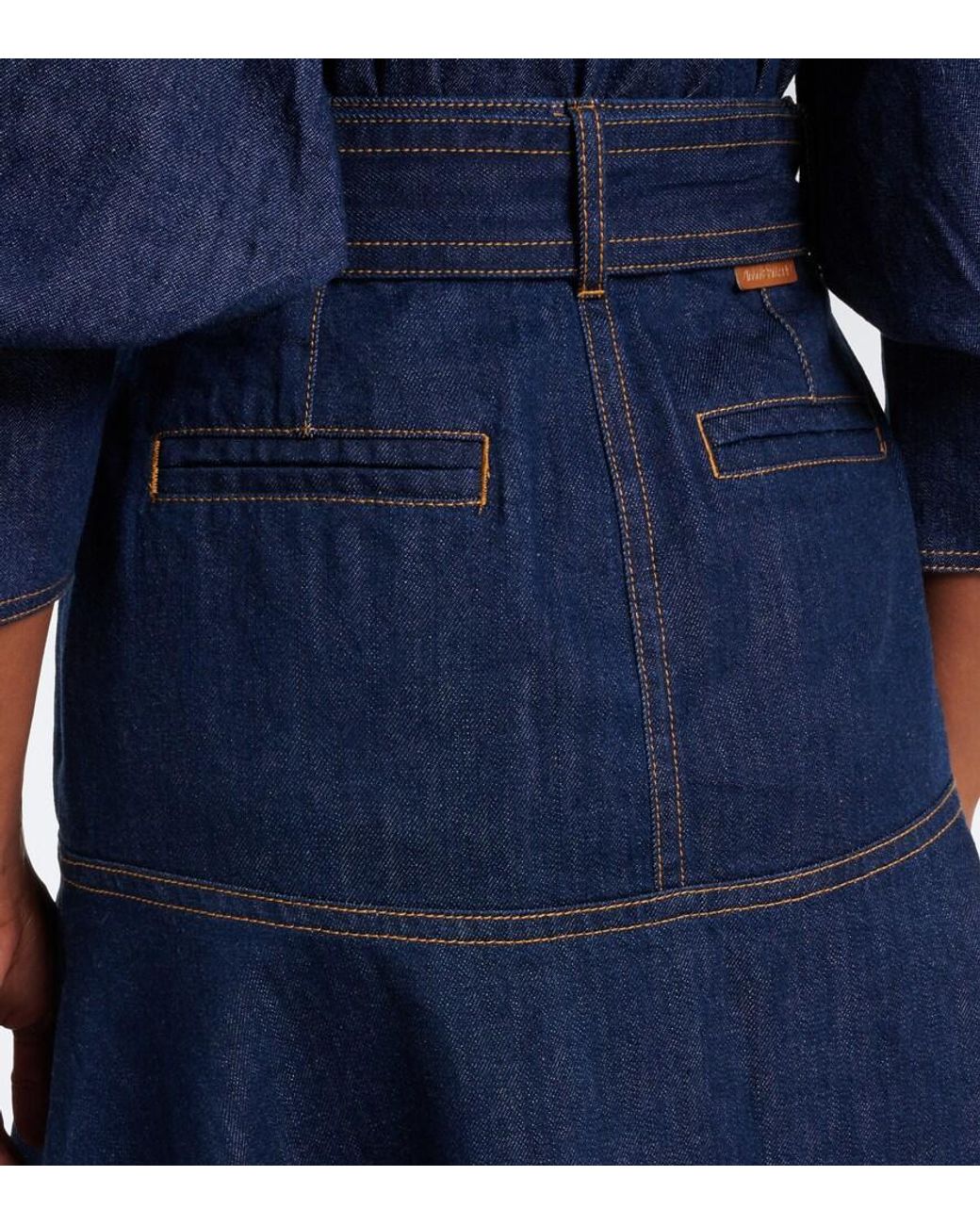 Zimmermann Blue Belted Denim Midi Skirt