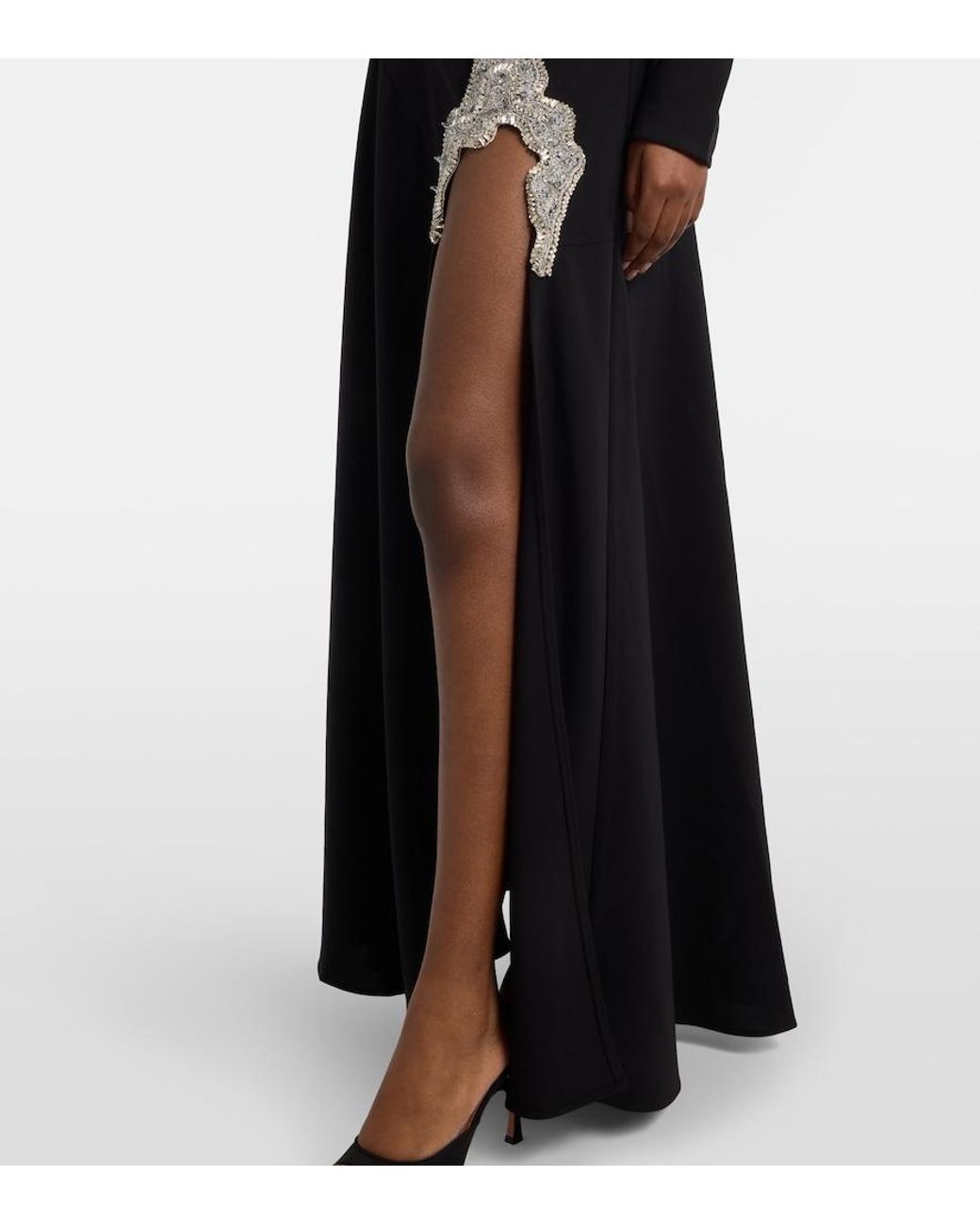 Rachel Gilbert Black Amari Embellished Gown