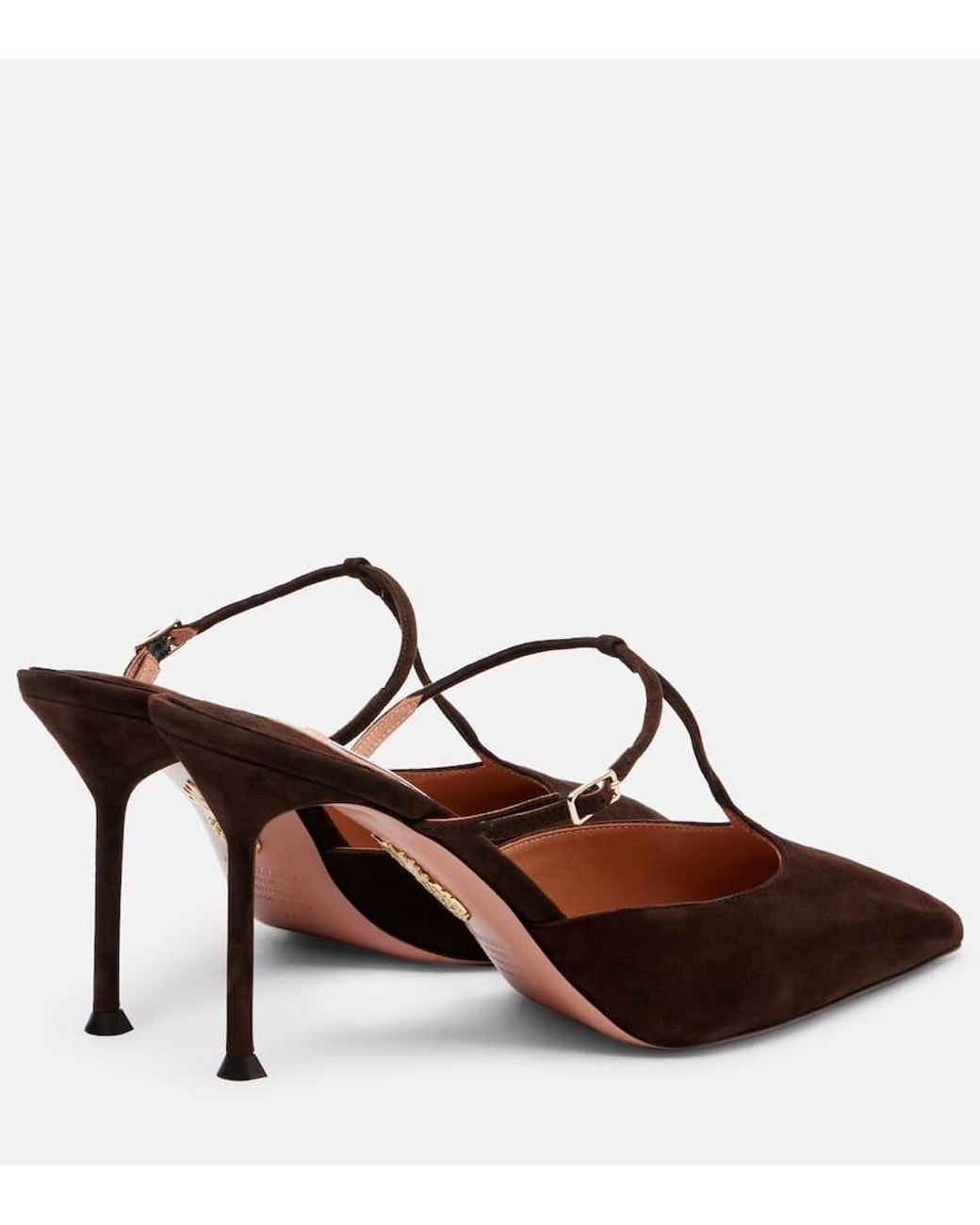 Aquazzura Brown Sorbonne 85 Suede Mules