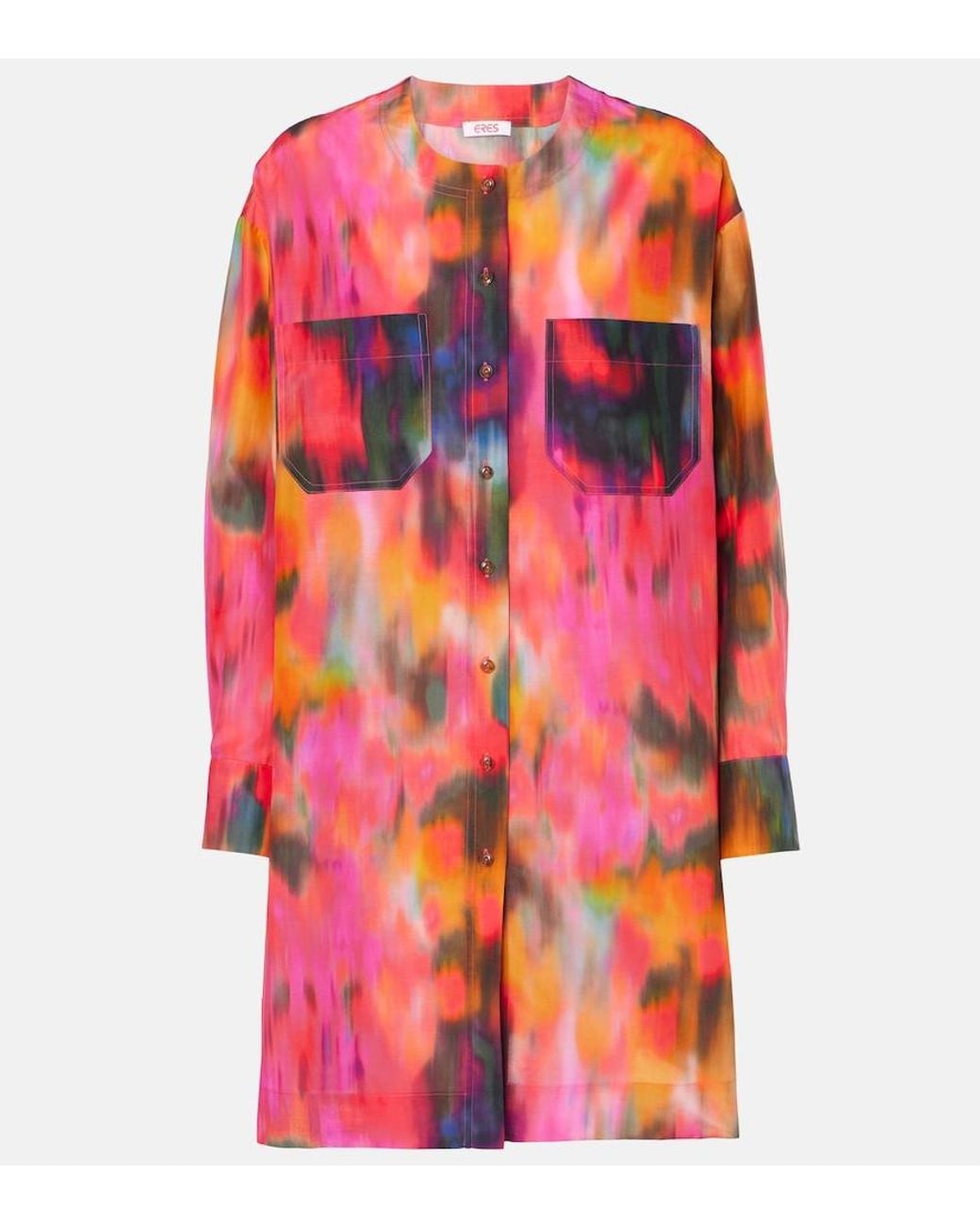Eres Pink Galaxie Cotton And Silk Shirt Dress