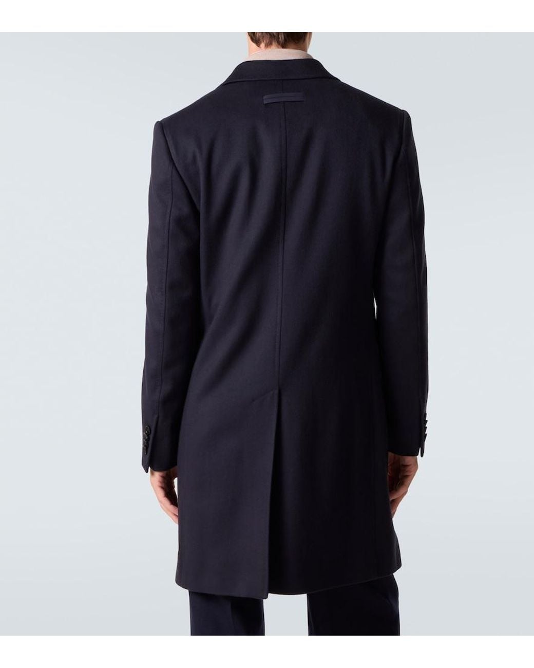 Zegna Blue Wool And Cashmere-Blend Coat for men