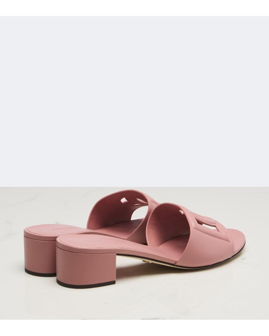 Dolce & Gabbana Pink Dg Leather Mules