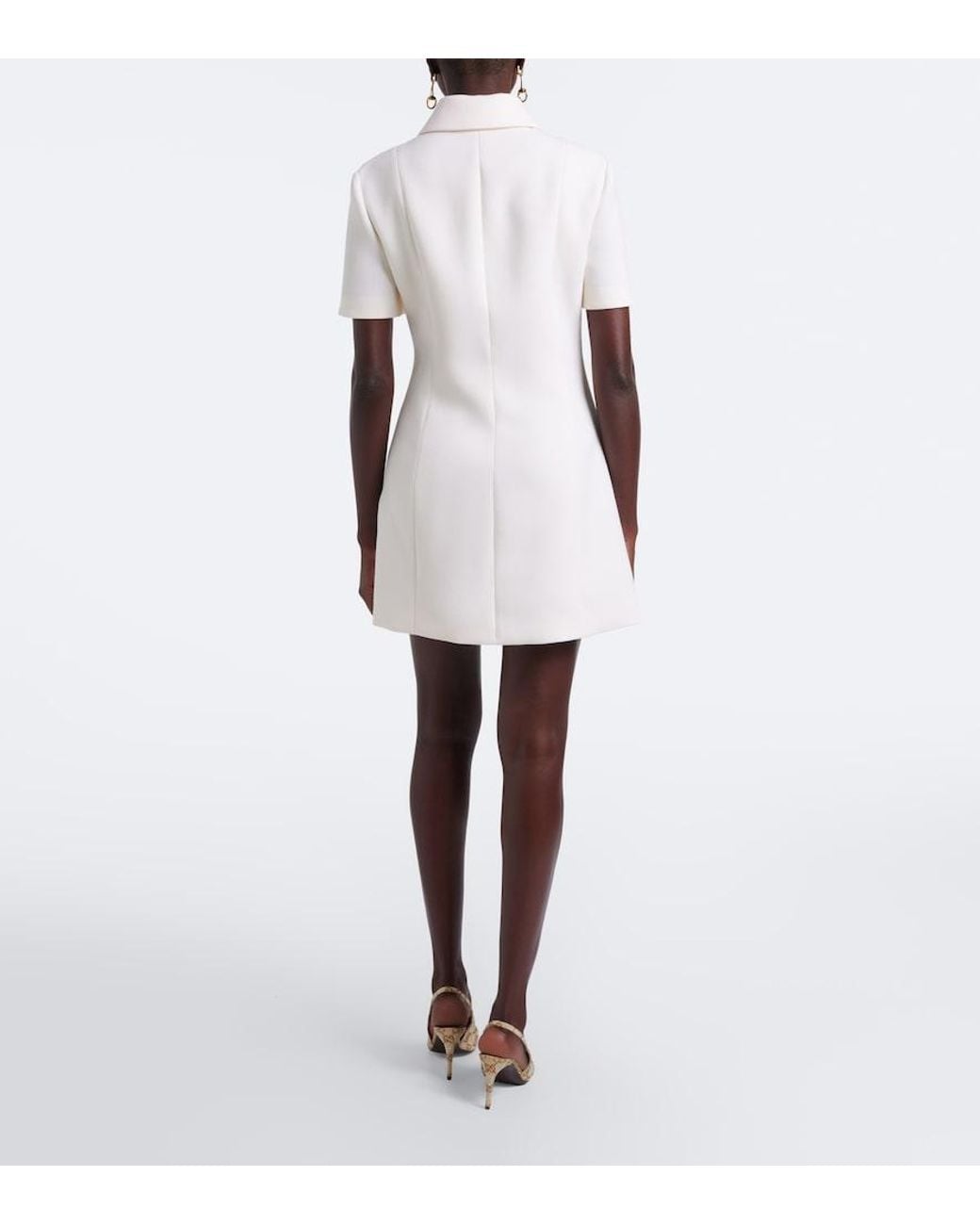 Gucci Natural Double G Wool Crepe Polo Dress