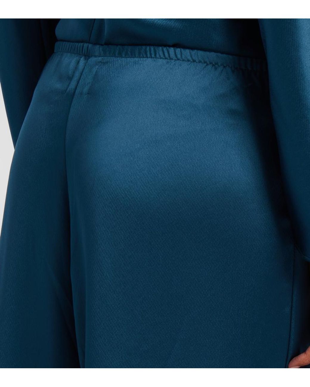 Leset Blue Barb Satin Wide-Leg Pants