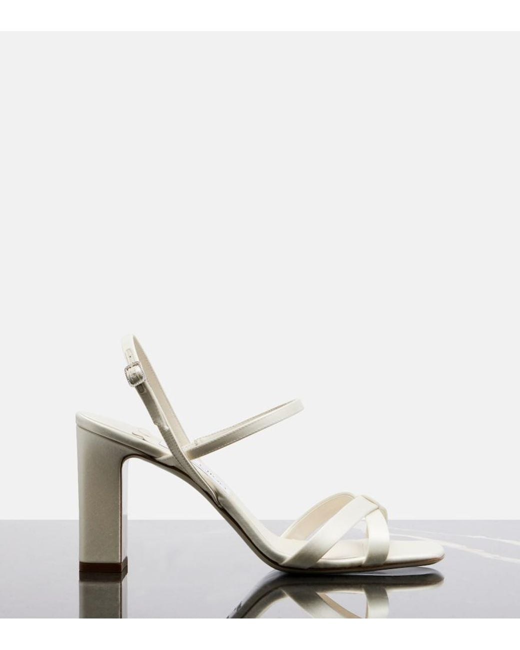 Jimmy Choo White Elsy Satin Slingback Sandals