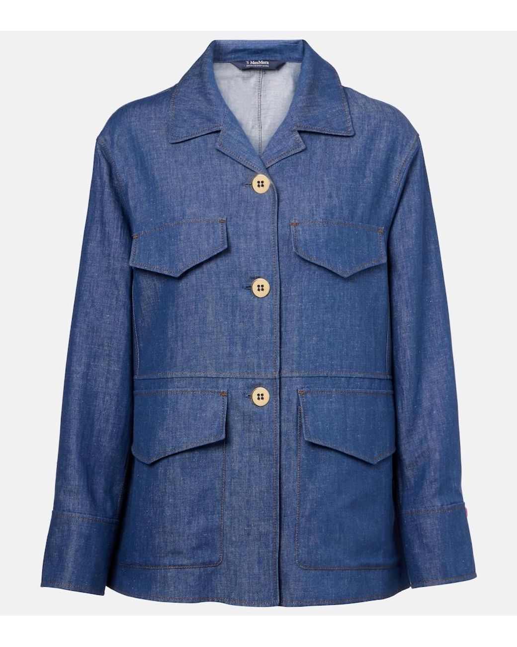 Max Mara Blue Ginny Cotton And Linen Twill Jacket
